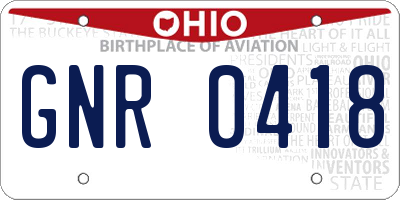 OH license plate GNR0418