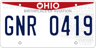 OH license plate GNR0419