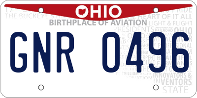 OH license plate GNR0496