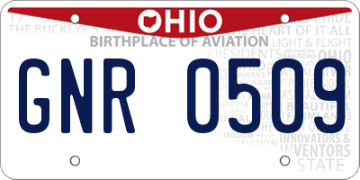 OH license plate GNR0509