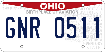 OH license plate GNR0511