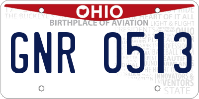 OH license plate GNR0513