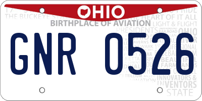 OH license plate GNR0526