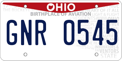 OH license plate GNR0545