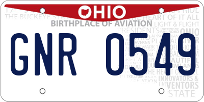 OH license plate GNR0549
