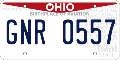OH license plate GNR0557