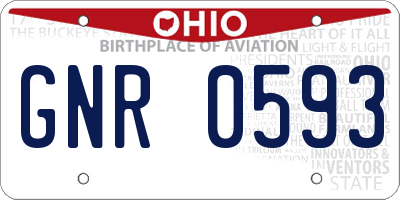OH license plate GNR0593