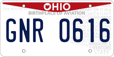 OH license plate GNR0616