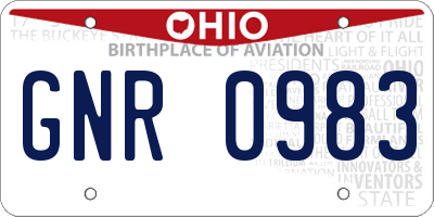 OH license plate GNR0983