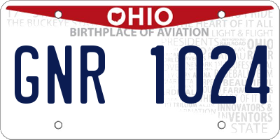 OH license plate GNR1024