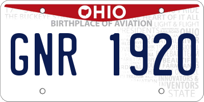 OH license plate GNR1920
