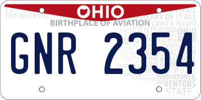 OH license plate GNR2354