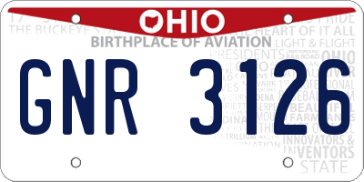 OH license plate GNR3126