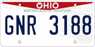 OH license plate GNR3188