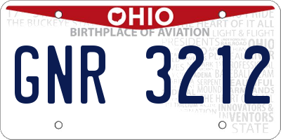 OH license plate GNR3212