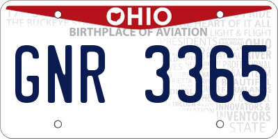 OH license plate GNR3365