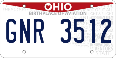OH license plate GNR3512