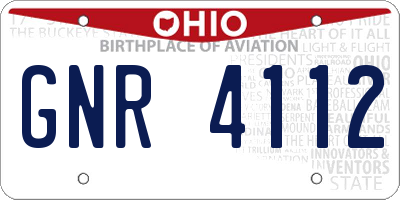 OH license plate GNR4112