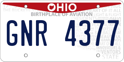 OH license plate GNR4377