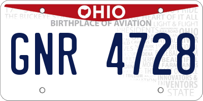 OH license plate GNR4728