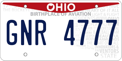 OH license plate GNR4777