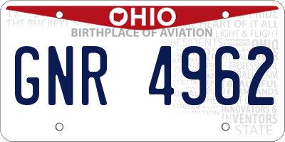 OH license plate GNR4962