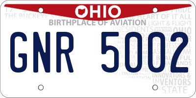 OH license plate GNR5002