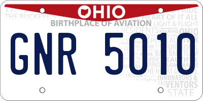 OH license plate GNR5010