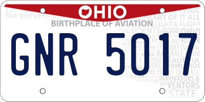 OH license plate GNR5017