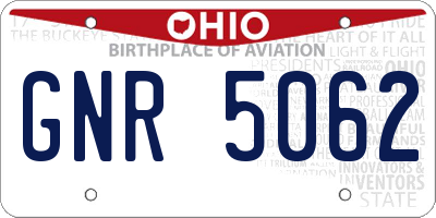 OH license plate GNR5062