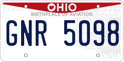 OH license plate GNR5098