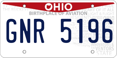 OH license plate GNR5196