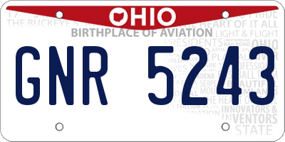 OH license plate GNR5243