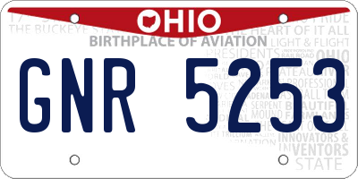 OH license plate GNR5253