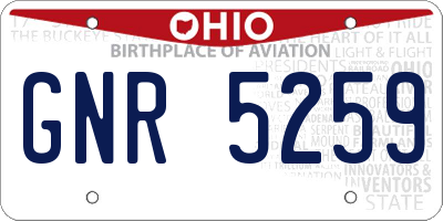 OH license plate GNR5259