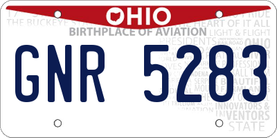 OH license plate GNR5283