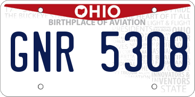 OH license plate GNR5308