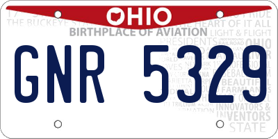 OH license plate GNR5329