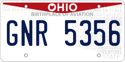 OH license plate GNR5356