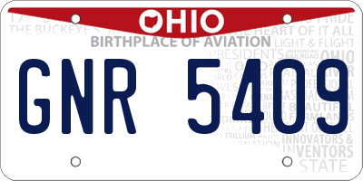 OH license plate GNR5409