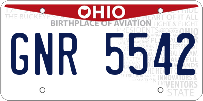 OH license plate GNR5542