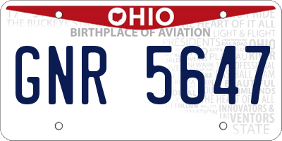 OH license plate GNR5647