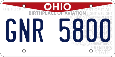 OH license plate GNR5800