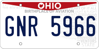 OH license plate GNR5966