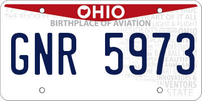 OH license plate GNR5973
