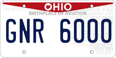 OH license plate GNR6000