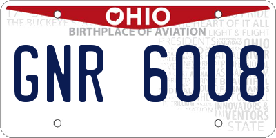 OH license plate GNR6008