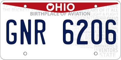 OH license plate GNR6206