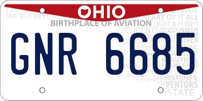 OH license plate GNR6685