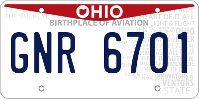 OH license plate GNR6701